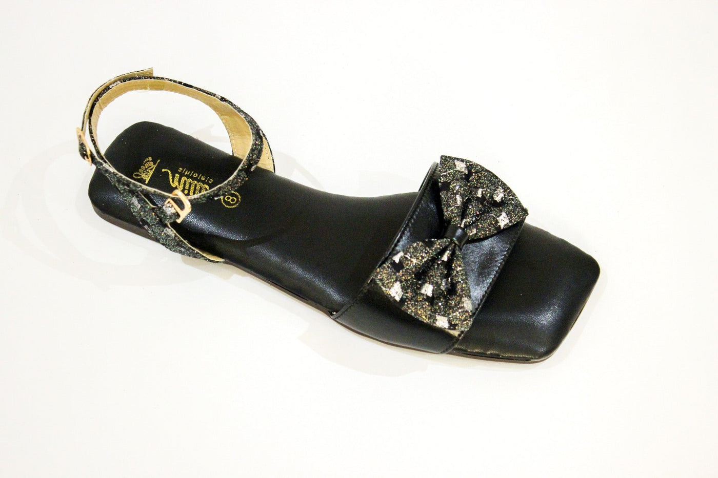 Black Fancy Flat Sandal-3543