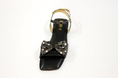 Black Fancy Flat Sandal-3543