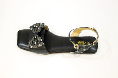 Black Fancy Flat Sandal-3543