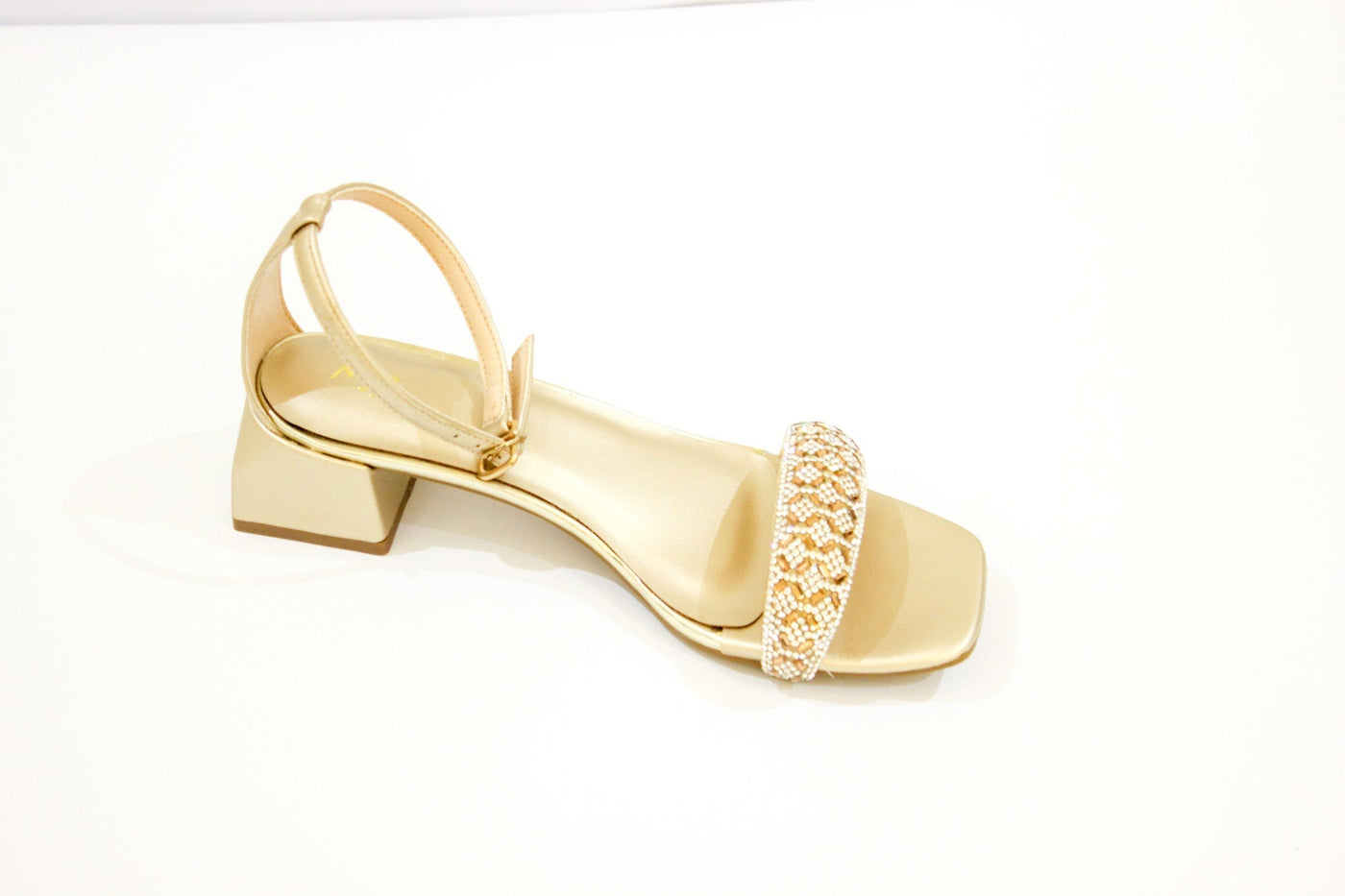 Golden Fancy Heel Sandal-12106