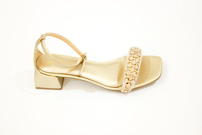 Golden Fancy Heel Sandal-12106