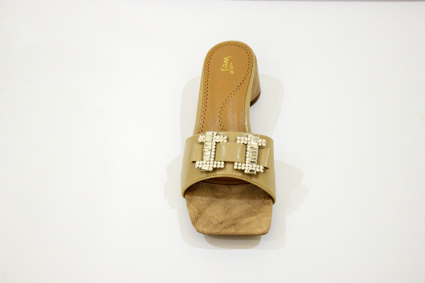 Brown Fancy Circle Heel Slipper-12108