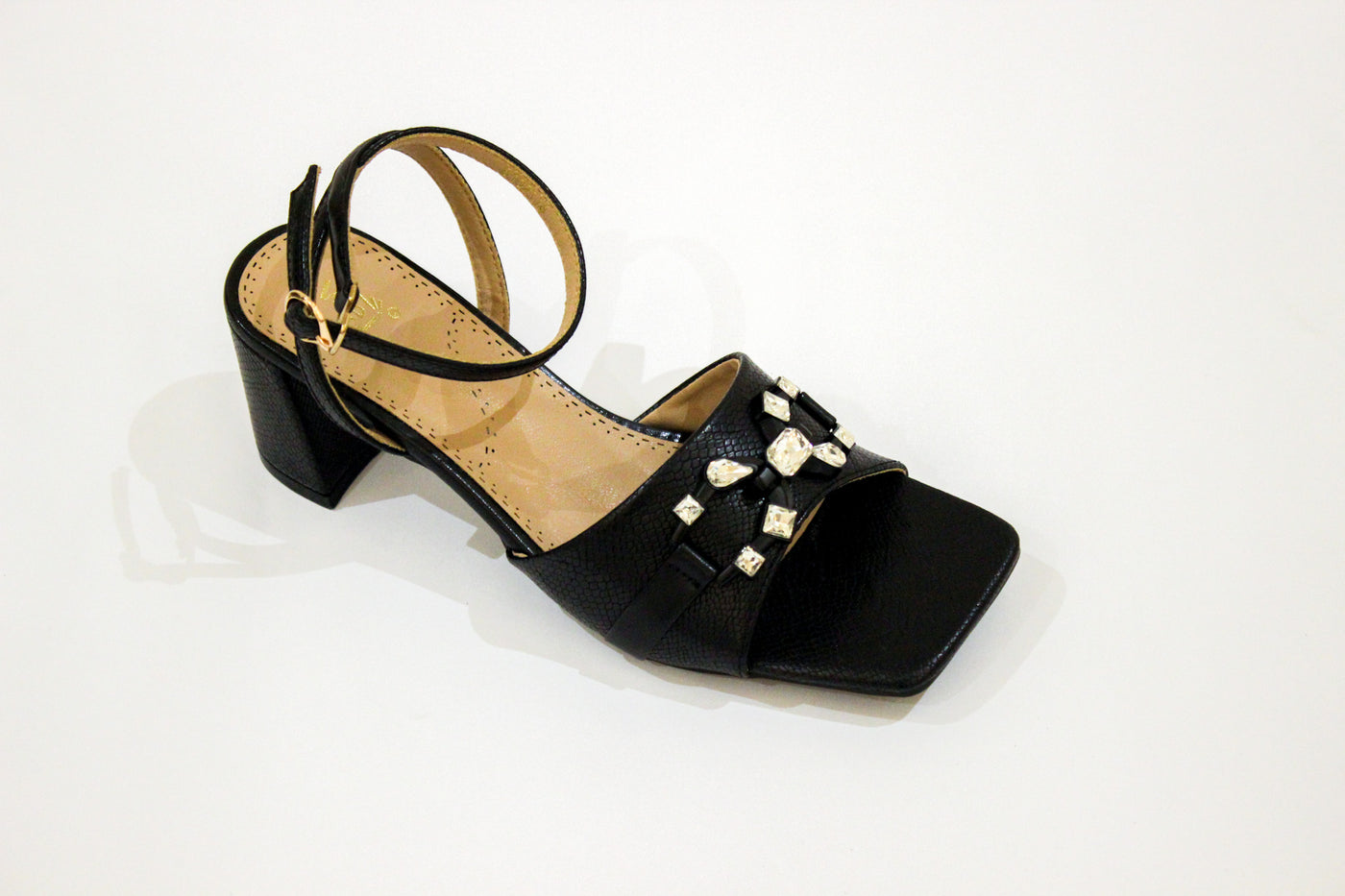Black Block Heel Sandal-12105