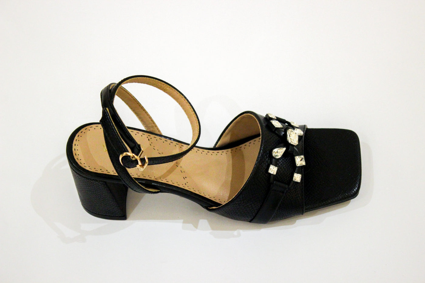 Black Block Heel Sandal-12105