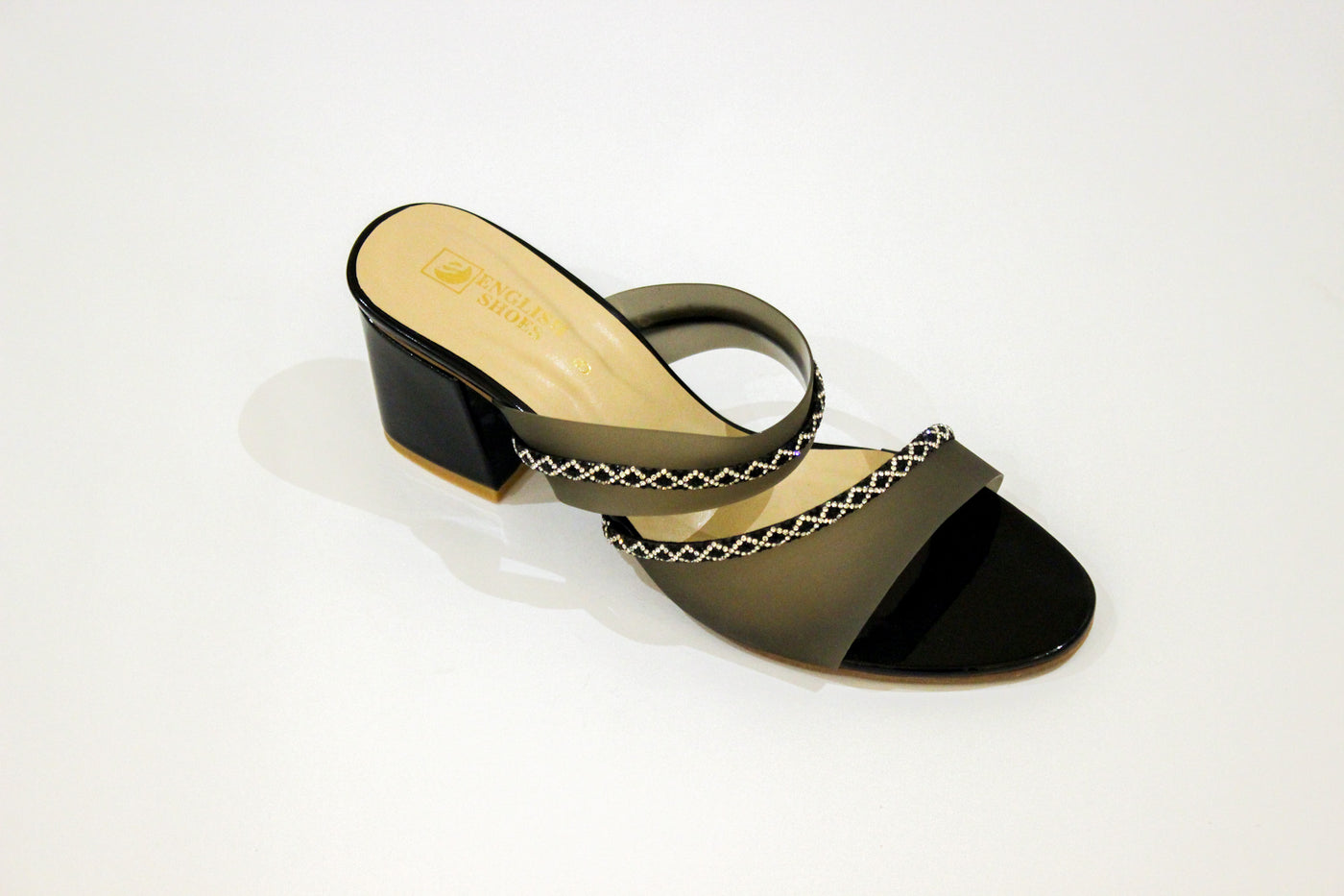 Black Fancy Block Heel Slipper-337