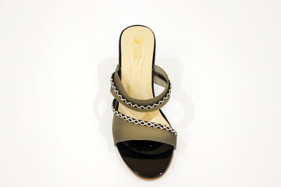Black Fancy Block Heel Slipper-337
