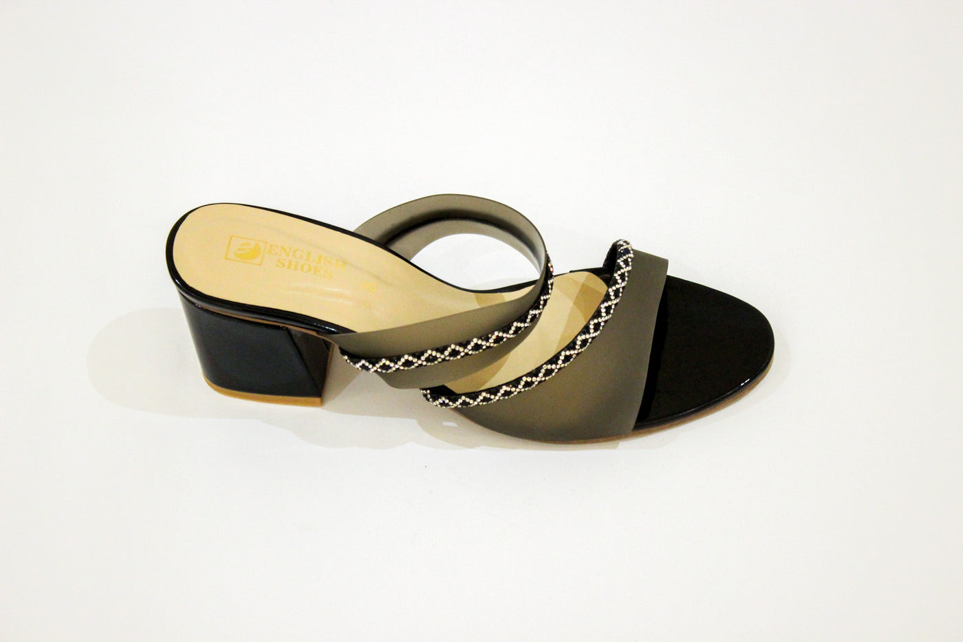 Black Fancy Block Heel Slipper-337