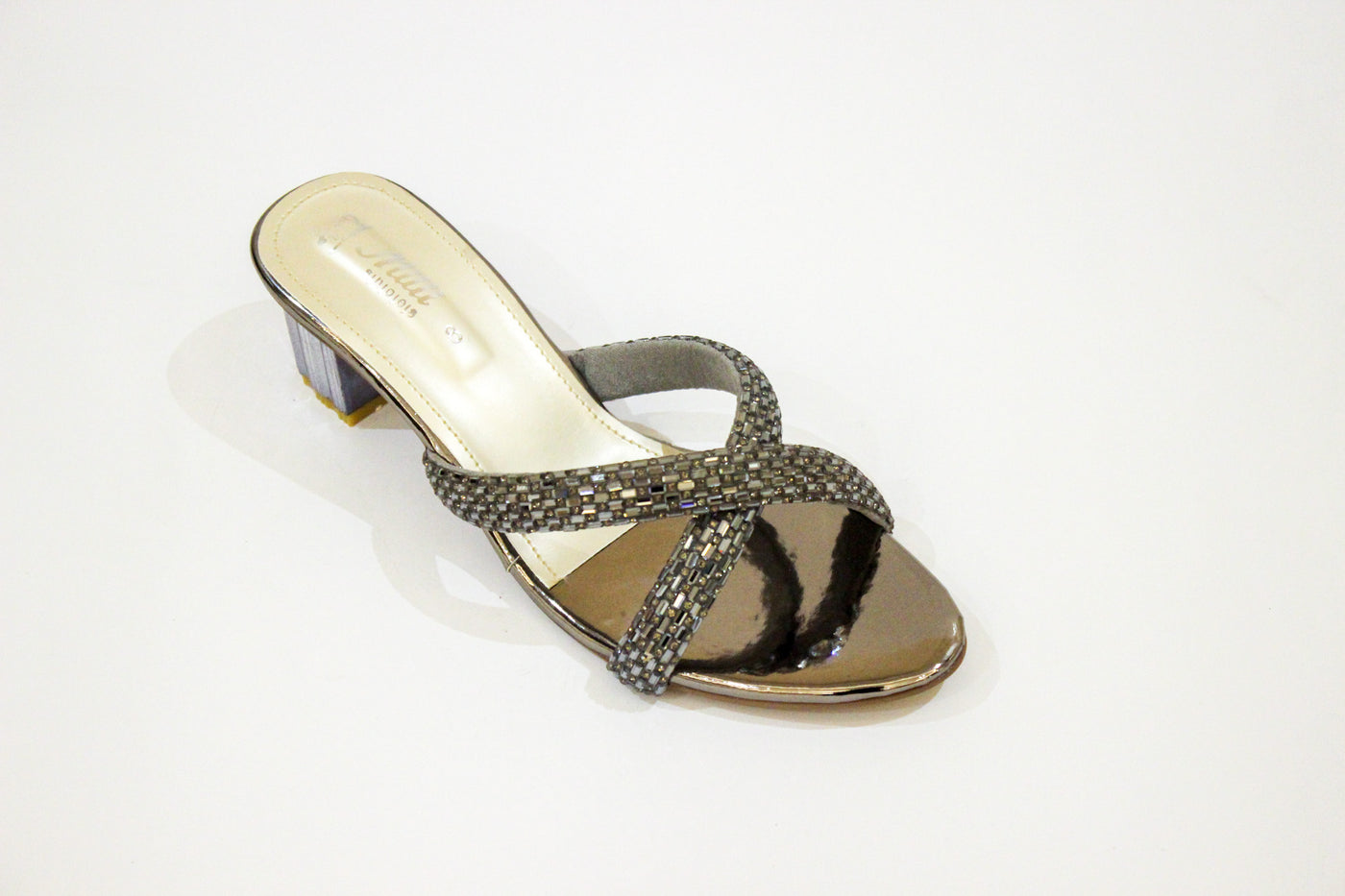 Gray Fancy Heel Slipper-581