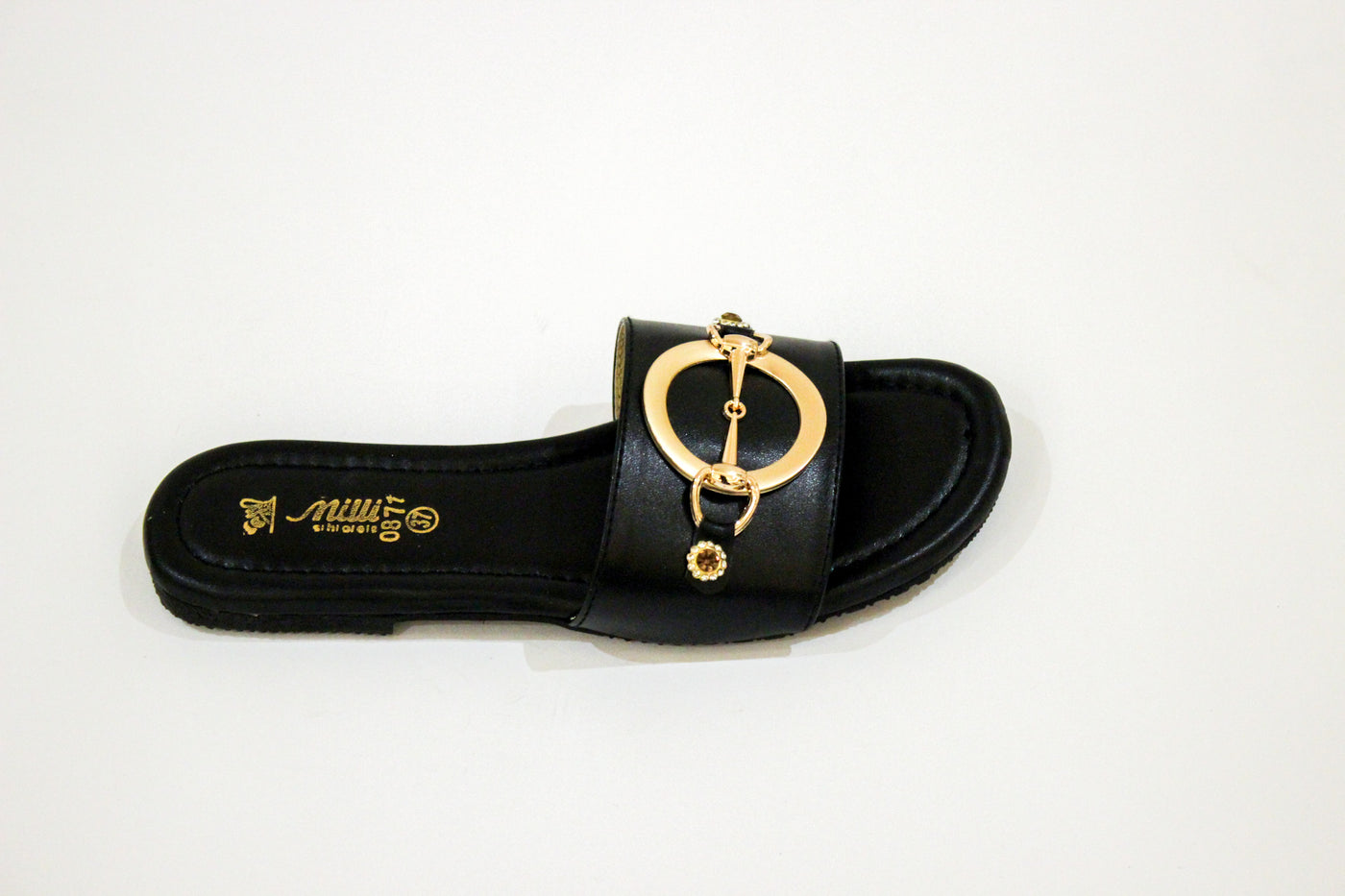 Black flat slipper-309