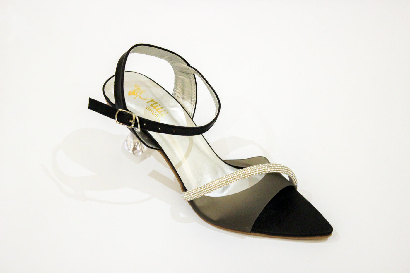 Black Fancy Heel Sandal-3553