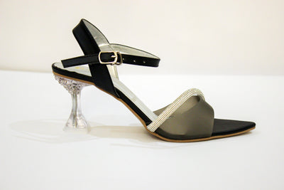 Black Fancy Heel Sandal-3553