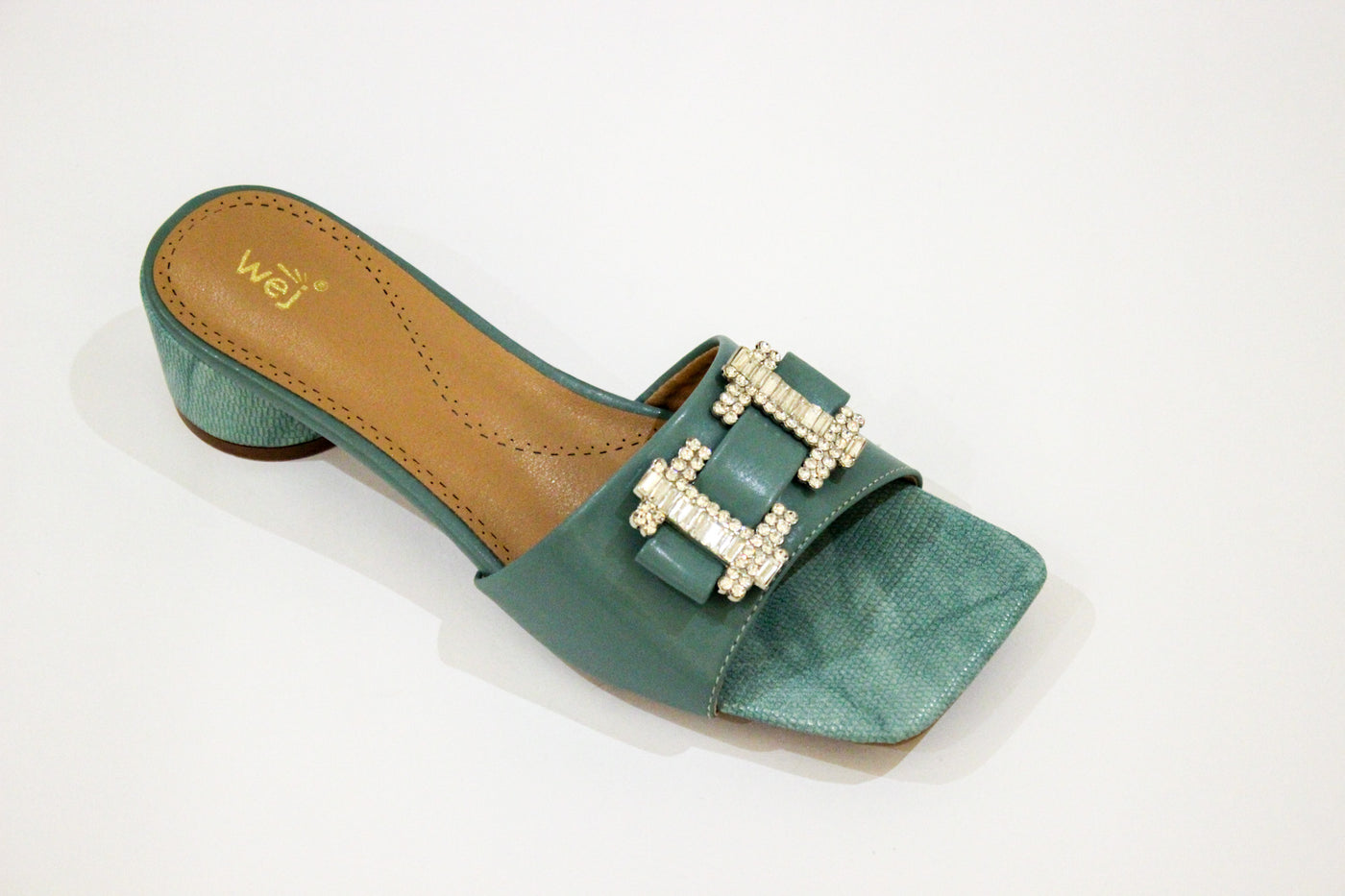 Green Fancy Circle Heel Slipper-12108
