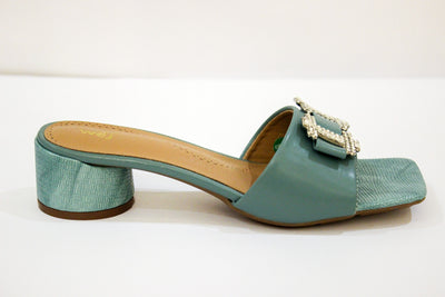 Green Fancy Circle Heel Slipper-12108