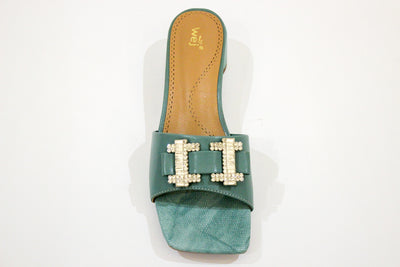 Green Fancy Circle Heel Slipper-12108