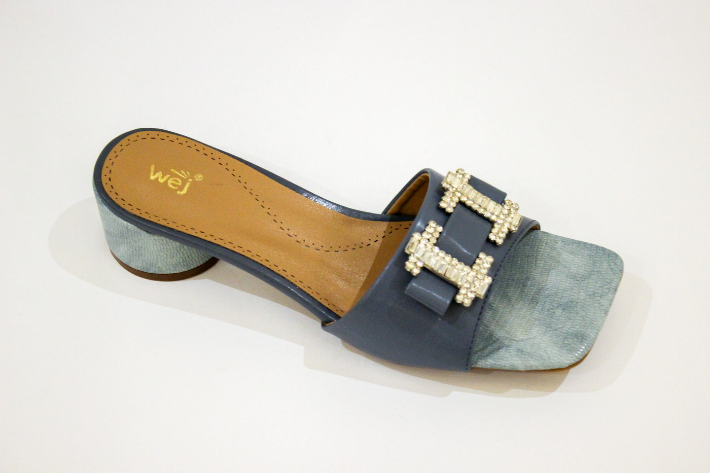 Blue Fancy Circle Heel Slipper-12108