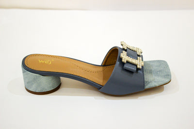 Blue Fancy Circle Heel Slipper-12108