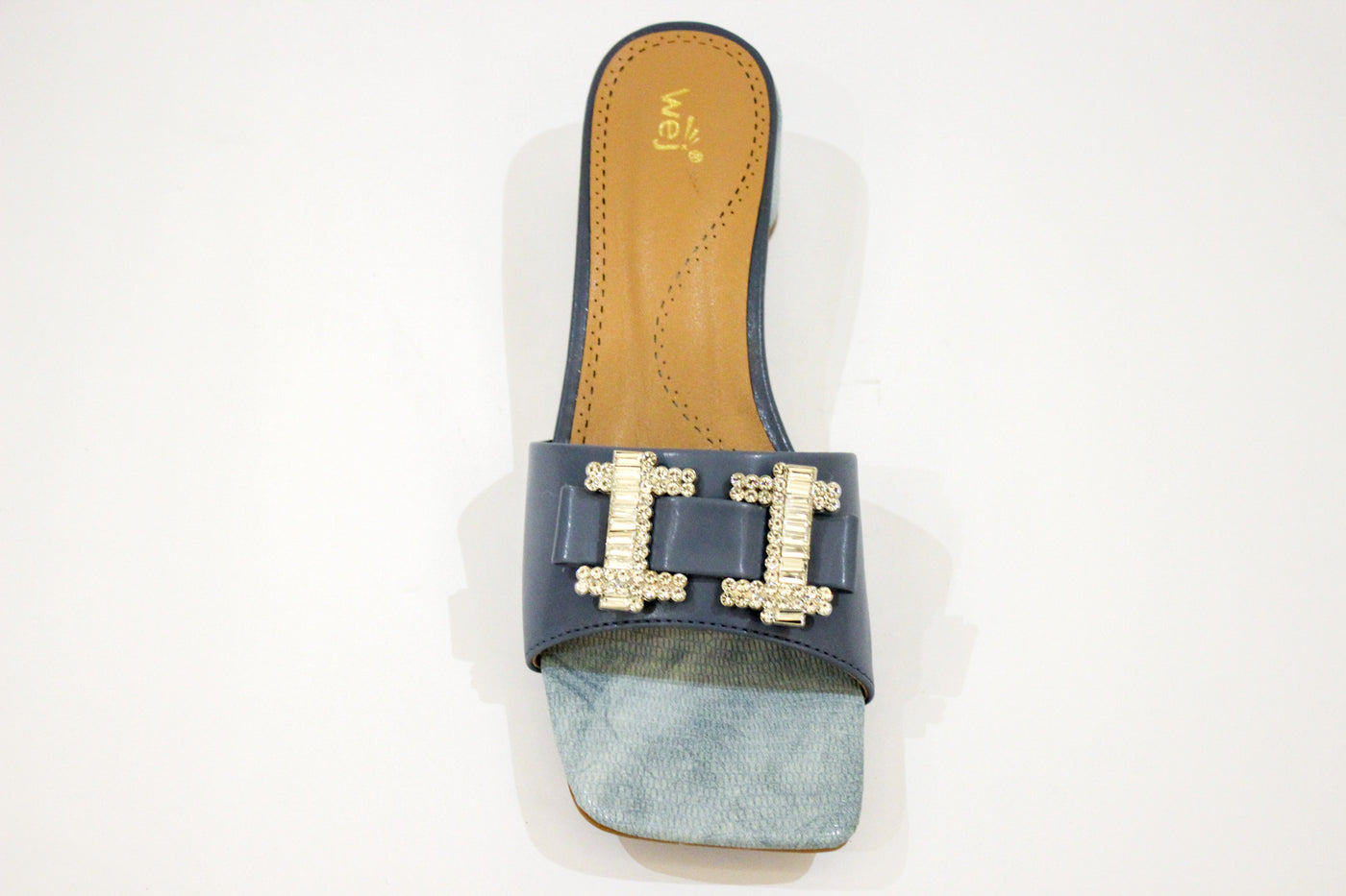 Blue Fancy Circle Heel Slipper-12108